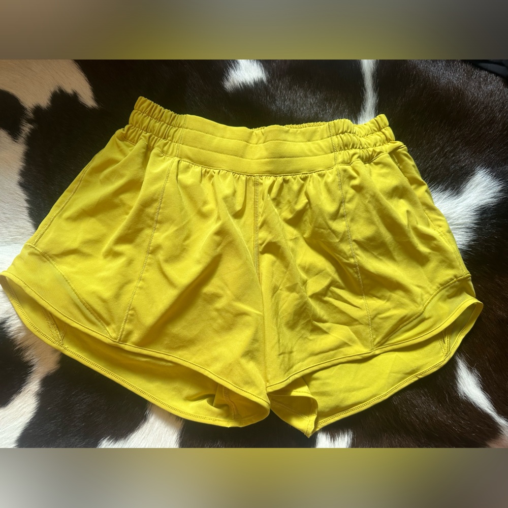 Size 6 mustard yellow lululemon hotty hot shorts
